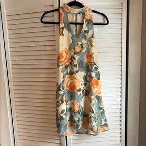 Lulu's Cream Dress with Orange and Green Floral Pattern